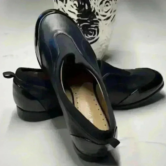 NWOT Adrienne Vittadini Women's Black Leather Round Toe Slip-On Flats Size 8 - Picture 5 of 10